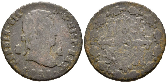 Cy14029.-FERNANDO VII -4 Maravedis 1831 Segovia - BC