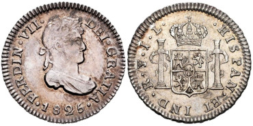 Cy14335.-FERNANDO VII -1/2 Real 1825 Potosi JL - EBC+