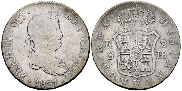 Cy14775.-FERNANDO VII -2 Reales 1831 Sevilla - RC