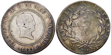 Cy14781.-FERNANDO VII -10 Reales 1821 Santander LT - RC