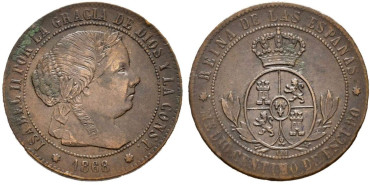 Cy15656.-ISABEL II - 1/2 Centimo de escudo 1868 Sevilla OM - MBC