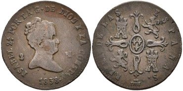 Cy15662.-ISABEL II - 2 Maravedis  1838 Segovia - MBC