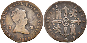 Cy15665.-ISABEL II - 2 Maravedis  1840 Segovia - BC