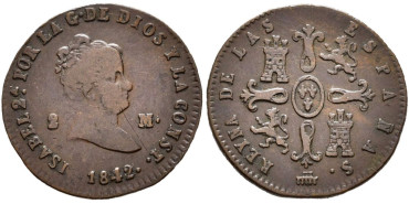 Cy15668.-ISABEL II - 2 Maravedis  1842 Segovia - BC