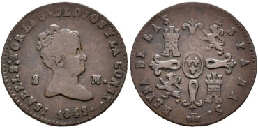 Cy15668-2.-ISABEL II - 2 Maravedis  1842 Segovia - MBC+
