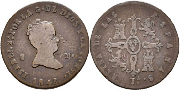 Cy15678.-ISABEL II - 2 Maravedis  1848 Jubia - BC