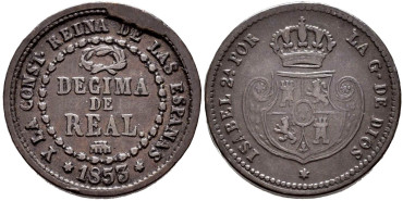 Cy15691.-ISABEL II -1 Decima de real 1853 Segovia - MBC+