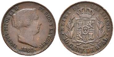 Cy15698.-ISABEL II - 10 Centimo de real 1860 Segovia - MBC-