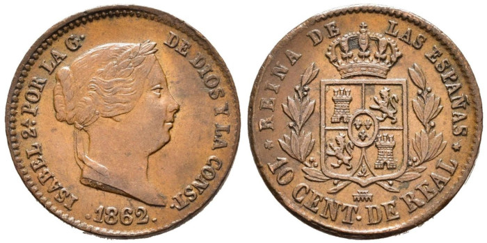 Cy15700.-ISABEL II - 10 Centimo de real 1862 Segovia - EBC