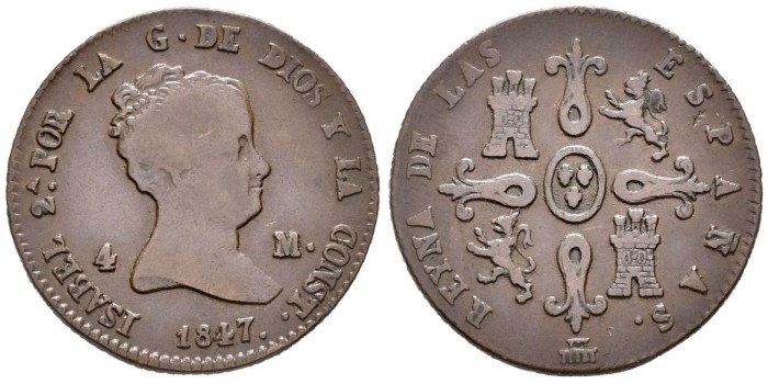 Cy15747.-ISABEL II -  4 Maravedis 1847 Segovia - MBC