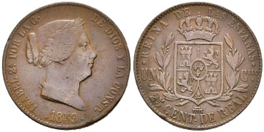 Cy15777.-ISABEL II - 25 Centimo de real 1859 Segovia - MBC