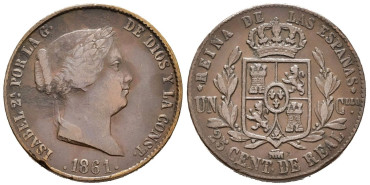 Cy15780.-ISABEL II - 25 Centimo de real 1861 Segovia - MBC