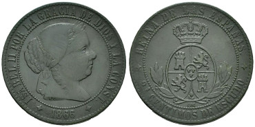 Cy15789.-ISABEL II - 2 1/2 Centimo de escudo 1866 Jubia OM- MBC-