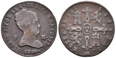 Cy15829.-ISABEL II -  8 Maravedis 1845 Segovia - BC