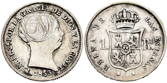 Cy15918.-ISABEL II - 1 Real 1853 Sevilla - MBC+