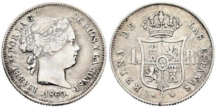 Cy15941.-ISABEL II - 1 Real 1860 Barcelona - MBC