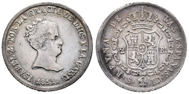 Cy16001.-ISABEL II - 2 Real 1851 Sevilla - MBC