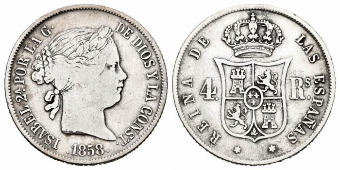 Cy16135.-ISABEL II - 4 Real 1858 Madrid - MBC-