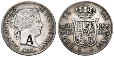 Cy16161.-ISABEL II - 20 centavos 1864 Manila - MBC