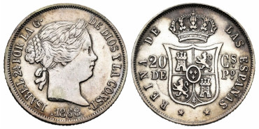 Cy16176-2.-ISABEL II - 4 Real 1868 Manila - MBC+