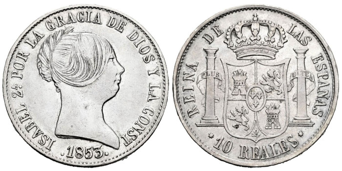Cy16199.-ISABEL II - 10 Real 1853 Sevilla - MBC+