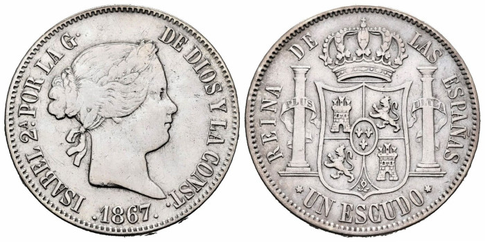 Cy16242.-ISABEL II - 1 Escudo 1867 Madrid - MBC