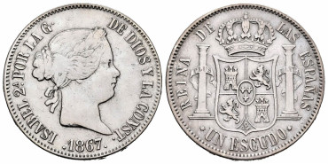 Cy16242.-ISABEL II - 1 Escudo 1867 Madrid - MBC