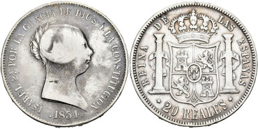 Cy16294.-ISABEL II -20 Reales 1854 Madrid - BC