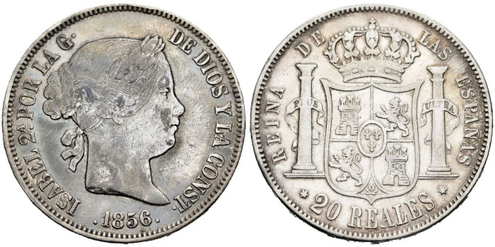 Cy16299.-ISABEL II -20 Reales 1856 Madrid - MBC