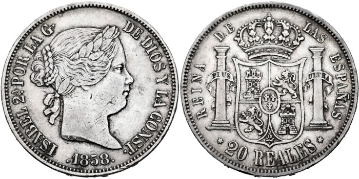 Cy16305.-ISABEL II -20 Reales 1858 Madrid - MBC