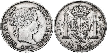 Cy16305.-ISABEL II -20 Reales 1858 Madrid - MBC