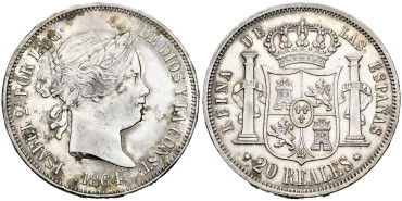 Cy16328.-ISABEL II -20 Reales 1864 Madrid - MBC