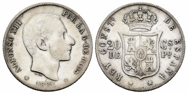 Cy16626C.- ALFONSO XII 20 Ctm. de Peso 1882 Manila - BC