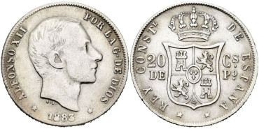 Cy16627C.- ALFONSO XII 20 Ctm. de Peso 1883 Manila - BC