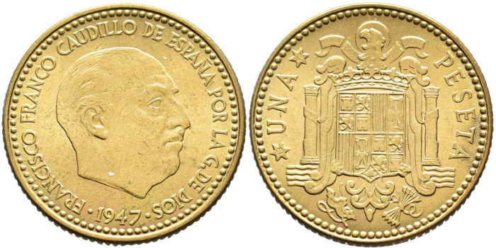 Cy16850K.-ESTADO ESPAÑOL 1 Peseta 1947/48 SC