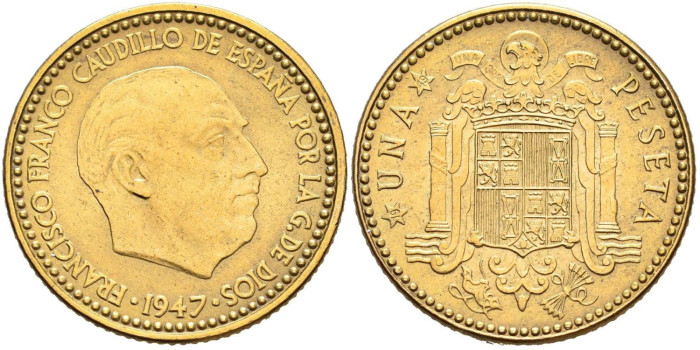Cy16851J.-ESTADO ESPAÑOL 1 Peseta 1947/49 SC-