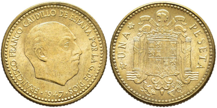 Cy16854K.-ESTADO ESPAÑOL 1 Peseta 1947/52 SC