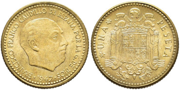 Cy16854K.-ESTADO ESPAÑOL 1 Peseta 1947/52 SC