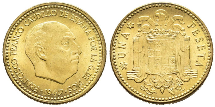 Cy16856K.-ESTADO ESPAÑOL 1 Peseta 1947/54 SC