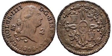 Cy12249.-CARLOS IV - 2 Maravedis 1808 Segovia - EBC+