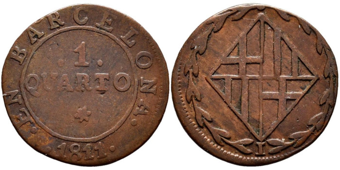 Cy13787.-JOSE NAPOLEON - 1 Quarto 1811 Barcelona - BC