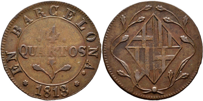 Cy13806.-JOSE NAPOLEON - 4 Quarto 1813 Barcelona - MBC