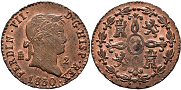 Cy13941.-FERNANDO VII -2 Maravedis 1830 Segovia - SC