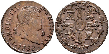 Cy13946.-FERNANDO VII -2 Maravedis 1833 Segovia - SC