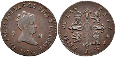 Cy15661.- ISABEL II - 2 Maravedis  1838 Jubia - MBC-