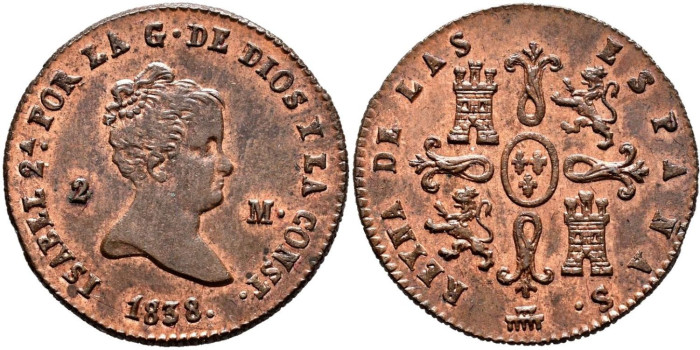 Cy15662.-ISABEL II - 2 Maravedis  1838 Segovia - SC