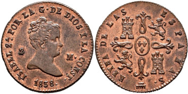 Cy15662.-ISABEL II - 2 Maravedis  1838 Segovia - SC
