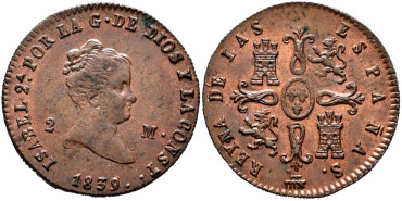 Cy15663.-ISABEL II - 2 Maravedis  1839 Segovia - SC