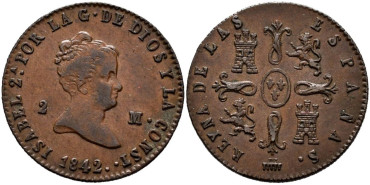 Cy15668.-ISABEL II - 2 Maravedis  1842 Segovia - EBC
