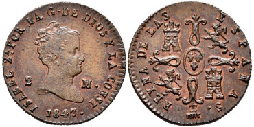 Cy15676.-ISABEL II - 2 Maravedis  1847 Segovia - EBC